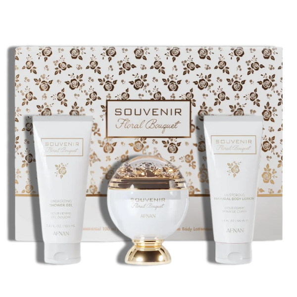 Souvenir Floral Bouquet Afnan EDP 2.7oz Set 3 Pzas Women's Set