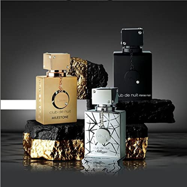 Mini Club de Nuit Intense Man| Sillage| Milestone Armaf EDP 1.0oz Set 3 pzas c/Refillable travel spray