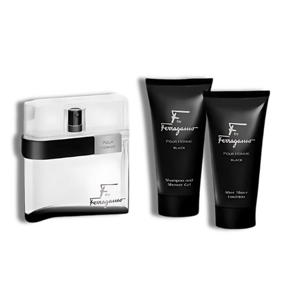 F Black by Ferragamo  EDT Set 3 pzas Men's Set