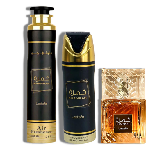 Lattafa Khamrah EDP 100ml/3.4oz Set 3 pzas  Men's Set
