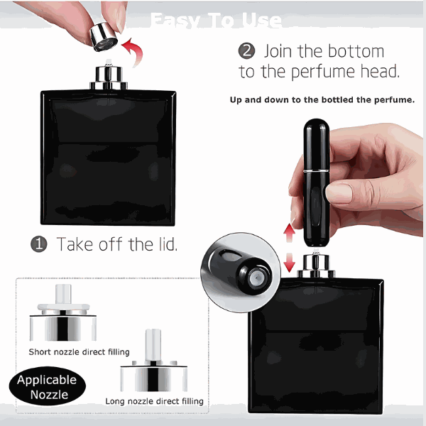 His Confession Lattafa EDP with refillable travel spray, 3.4oz, modern masculine fragrance packaging with usage instructions.