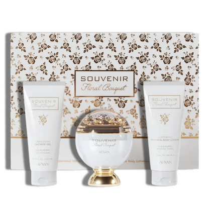 Souvenir Floral Bouquet Afnan  EDP 2.7oz Set 3 Pzas Women's Set