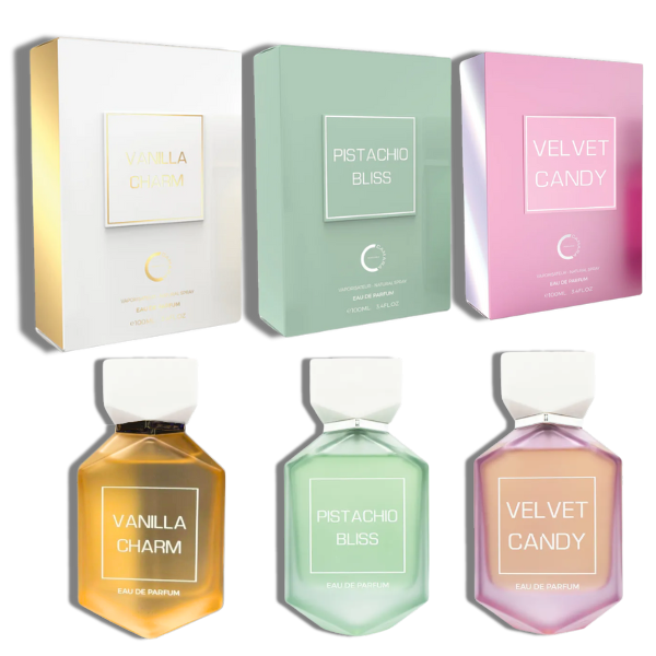 Pistachio Bliss | Vanilla Charm | Velvet Candy Camara EDP 100ml/3.4ozSet 6 pzas  Unisex