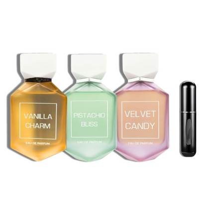 Pistachio Bliss | Vanilla Charm | Velvet Candy Camara EDP 100ml/3.4ozSet 6 pzas  Unisex