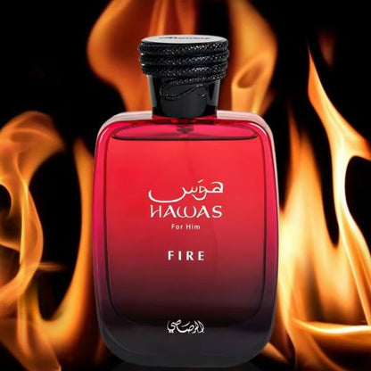 Hawas for Him Fire Rasasi EDP 3.4oz c/Refillable travel spray