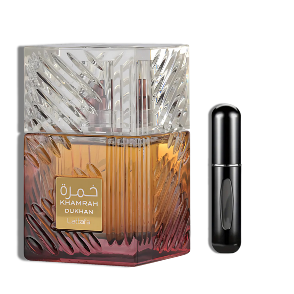 Khamrah Dukhan Lattafa EDP 3.4oz c/Refillable travel spray